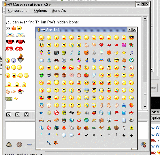 photo d´cran montrant les icones